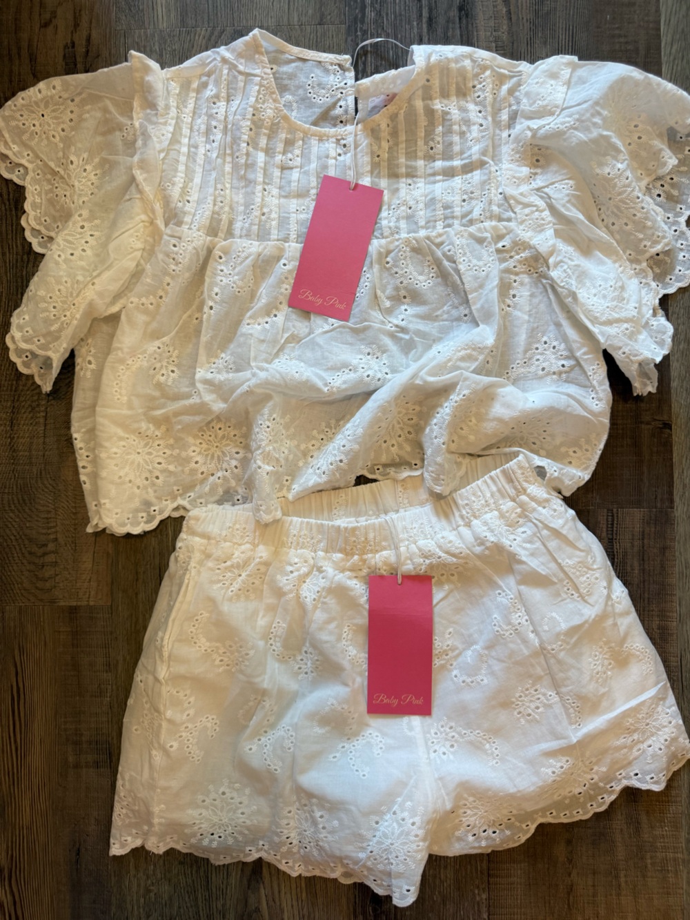 NWT White Eyelet Two-Piece Top & Shorts Set - Picture 2 of 7